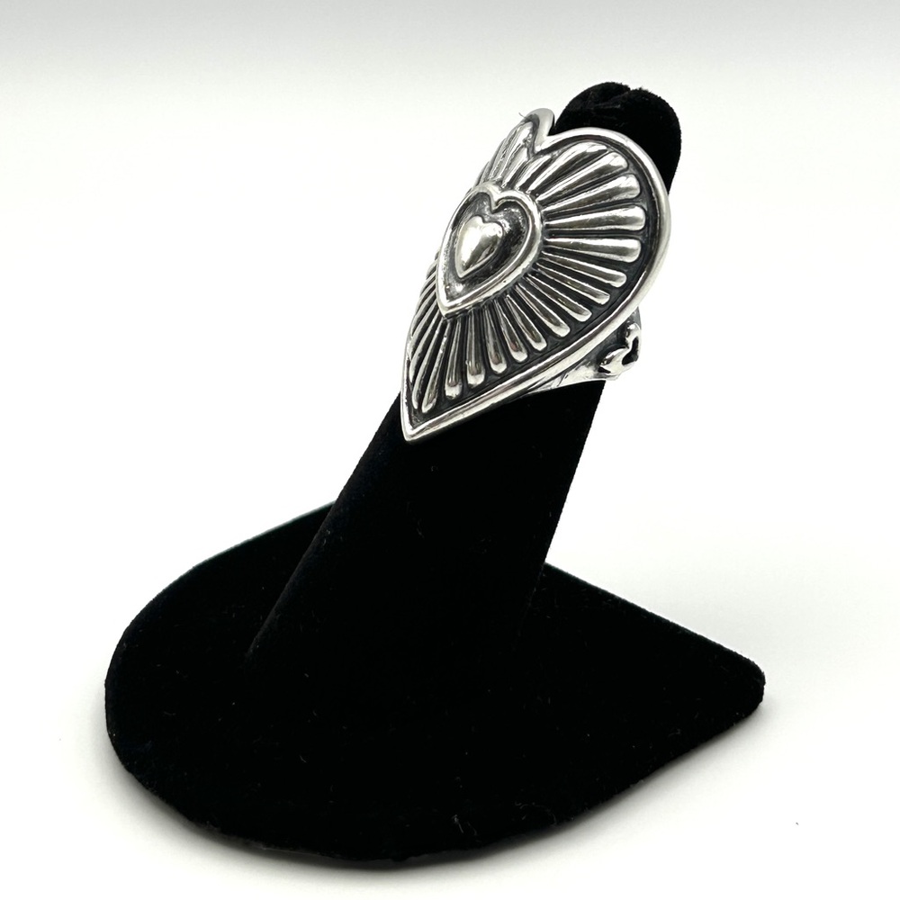 Signed Carolyn Pollack 925 Sterling Silver Heart Statement Ring EUC 15g Size 5 - Picture 4 of 15